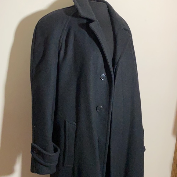 Mens Fox Knapp Heavy Wool Over Coat Trenchcoat long winter jacket black small - Picture 3 of 11